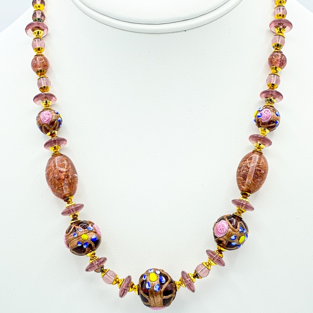 Murano Glass Fiorato Bead PRISTINE Necklace